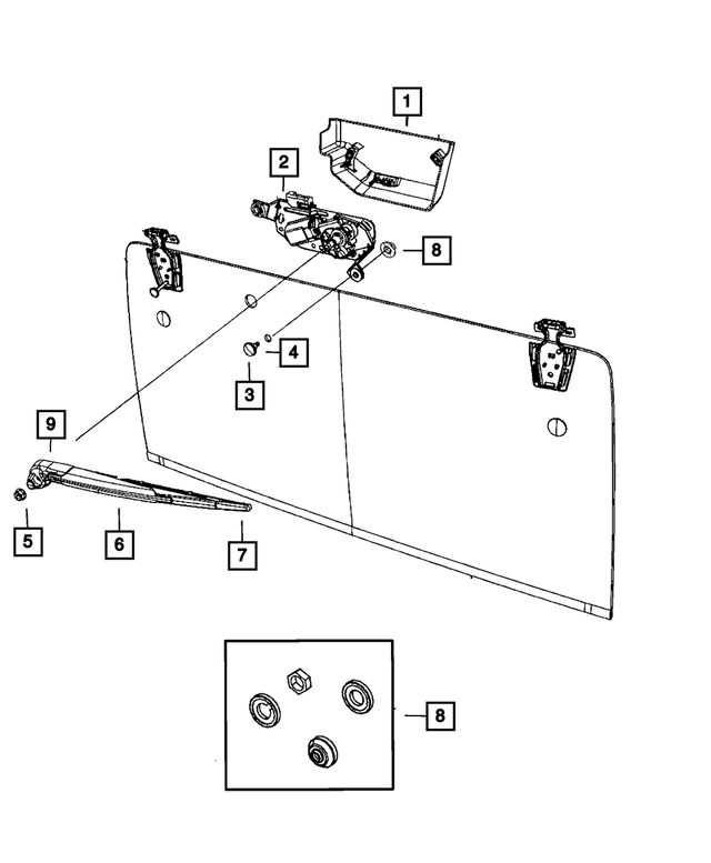 Rear Wiper Arm And Blade - Mopar (68002490AB)