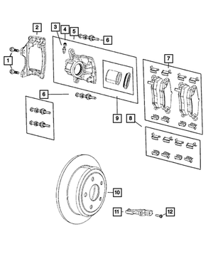 Disc Brake Caliper Assembly, Left - Mopar (68003774AA)