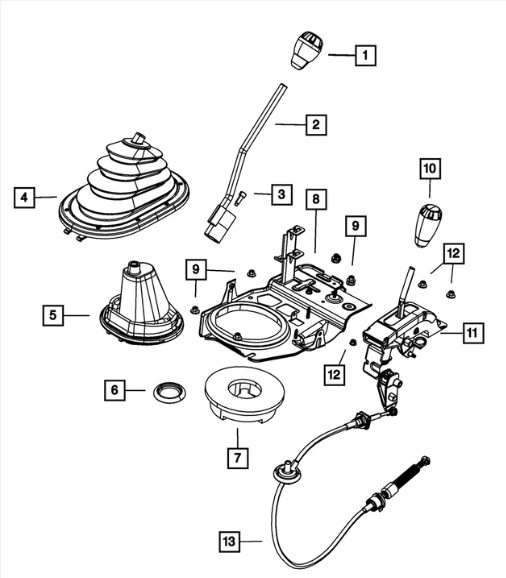 Gear Shift Control Lever Upper Man Trans Boot Assembly - Mopar (52060069AC)