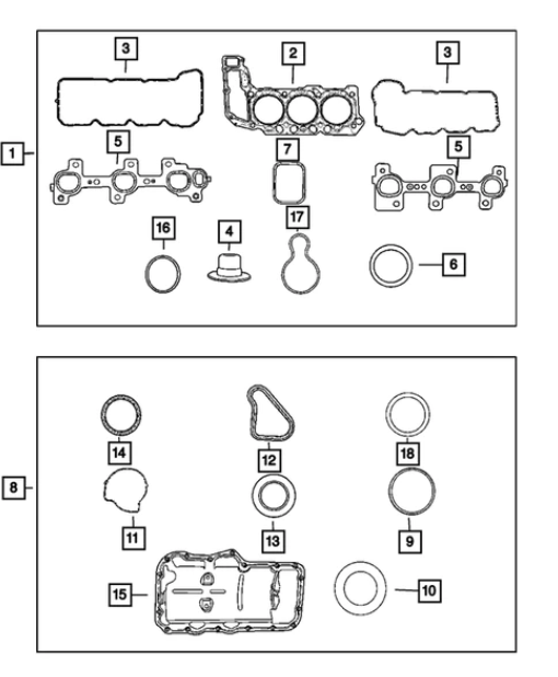 Engine Upper Gasket Package - Mopar (68003564AA)